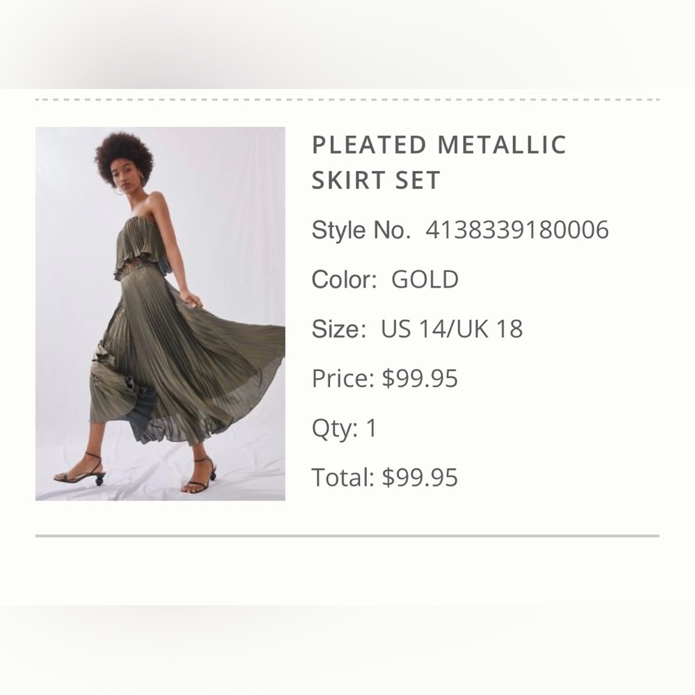 Anthropolgie Metallic Skirt Set